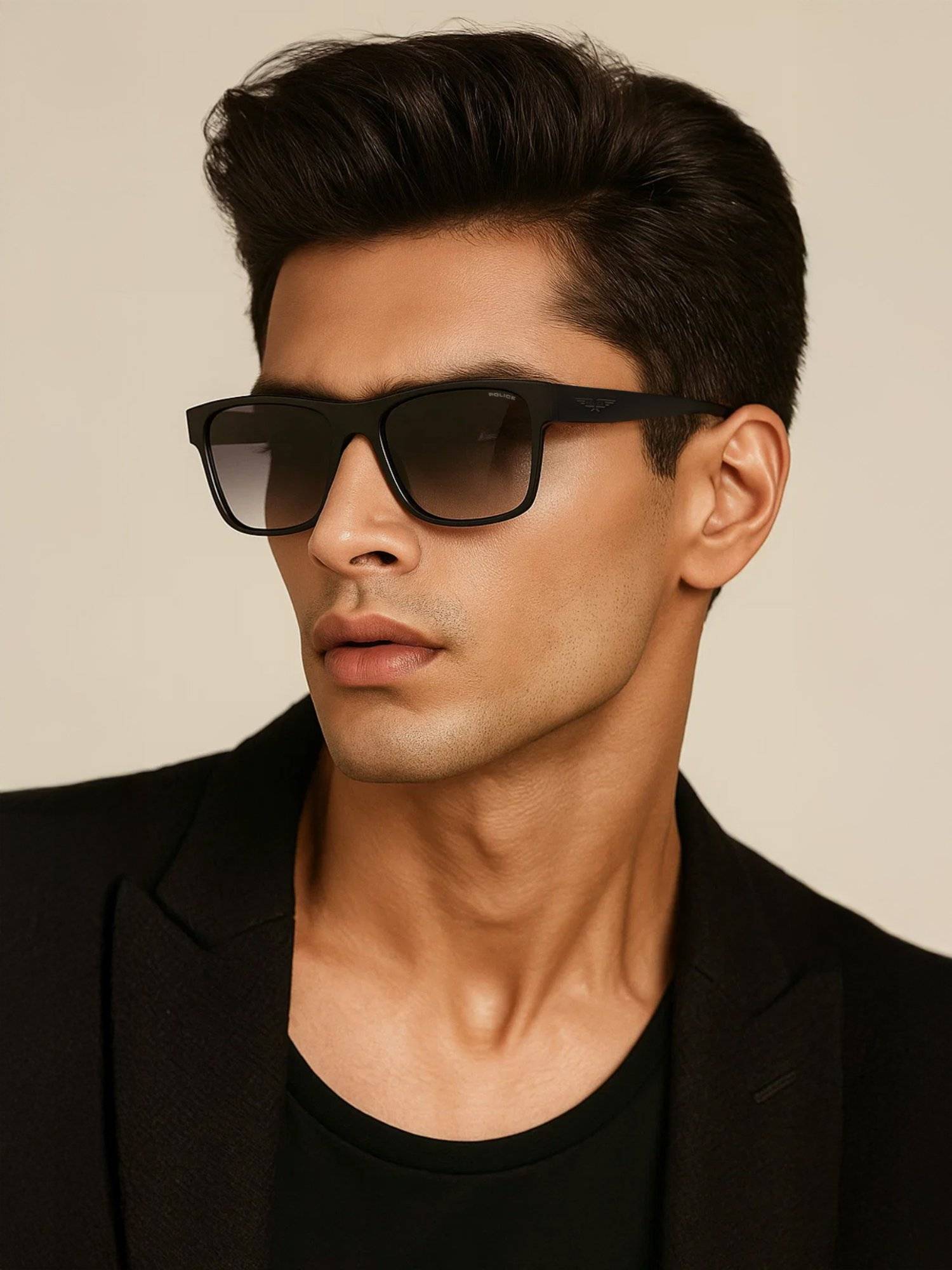 Police Men Black Polycarbonate Frame and Grey Colored Lens Sunglasses - Splp58K 57 700P