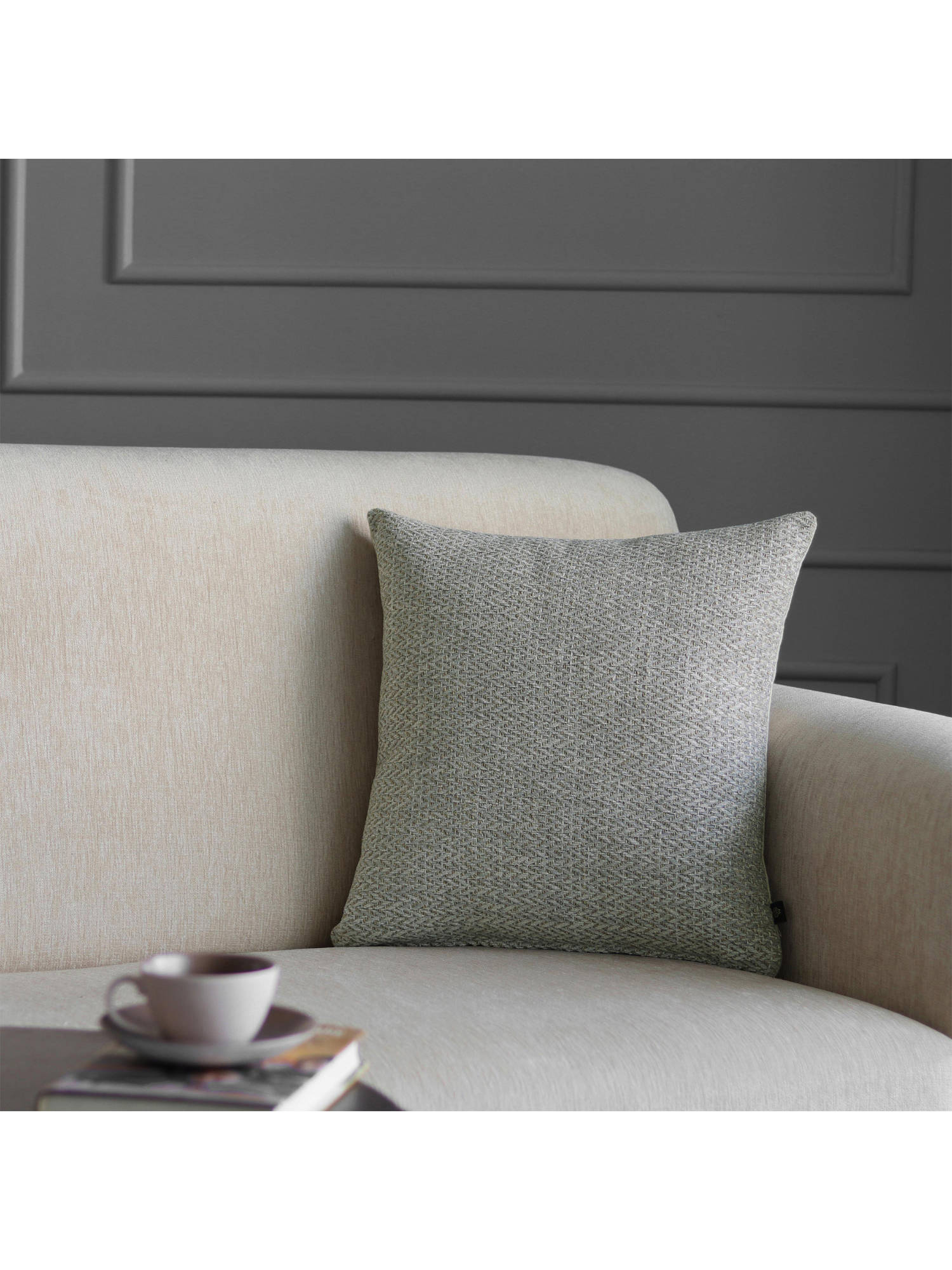 GM Geometric Grey Velvet Cushion Cover (18 x 18 Inches)