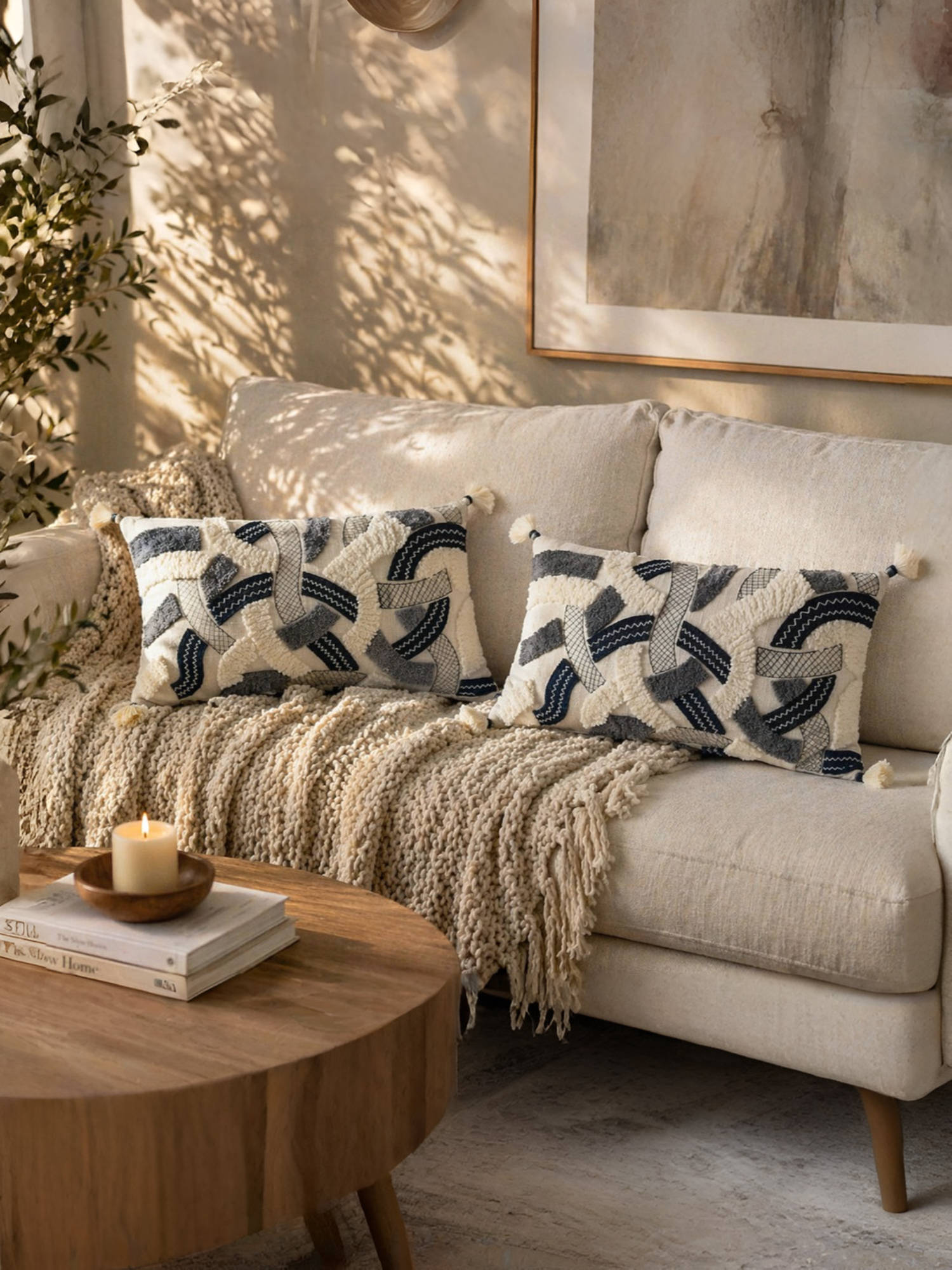 BELIHODE Grey Slate Strata Hand Crafted Pillow Covers (Pack of 2) (12 x 20 Inches)