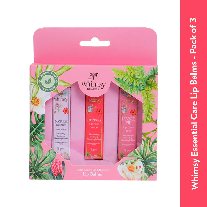 Whimsy Beauty Safe & Organic Essential Care Lip Balm Kit - Pack Of 3
