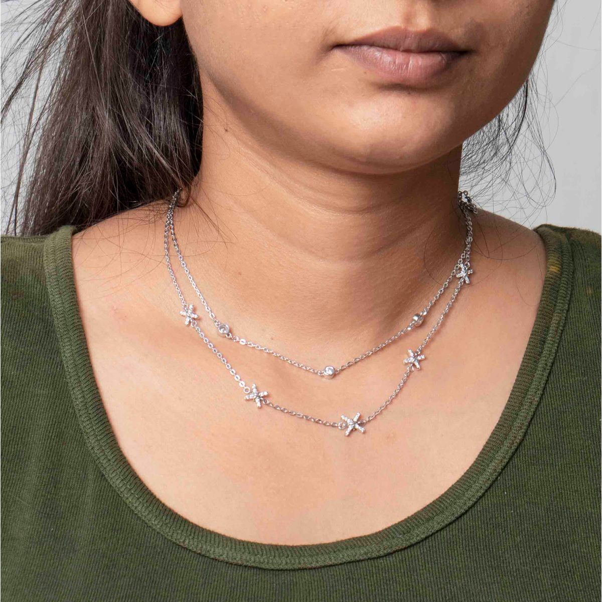 Silver Starburst Choker Necklace, Dainty Multi-strand Layered Necklace –  AMYO Jewelry
