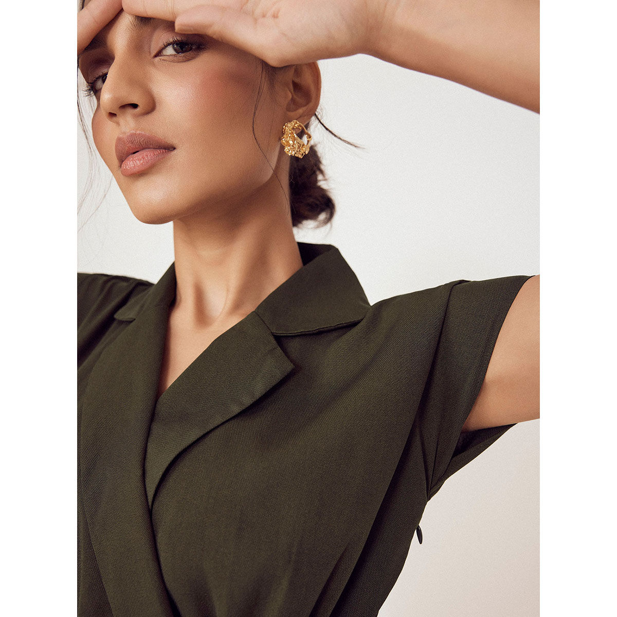 Buy The Label Life Olive Notched Collared Wrap Dress Online
