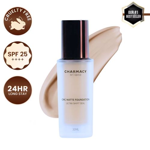 Charmacy Milano Matte Foundation - 02 - 24Hr, SPF25, Waterproof, Full Coverage, Lightweight, HD Finish