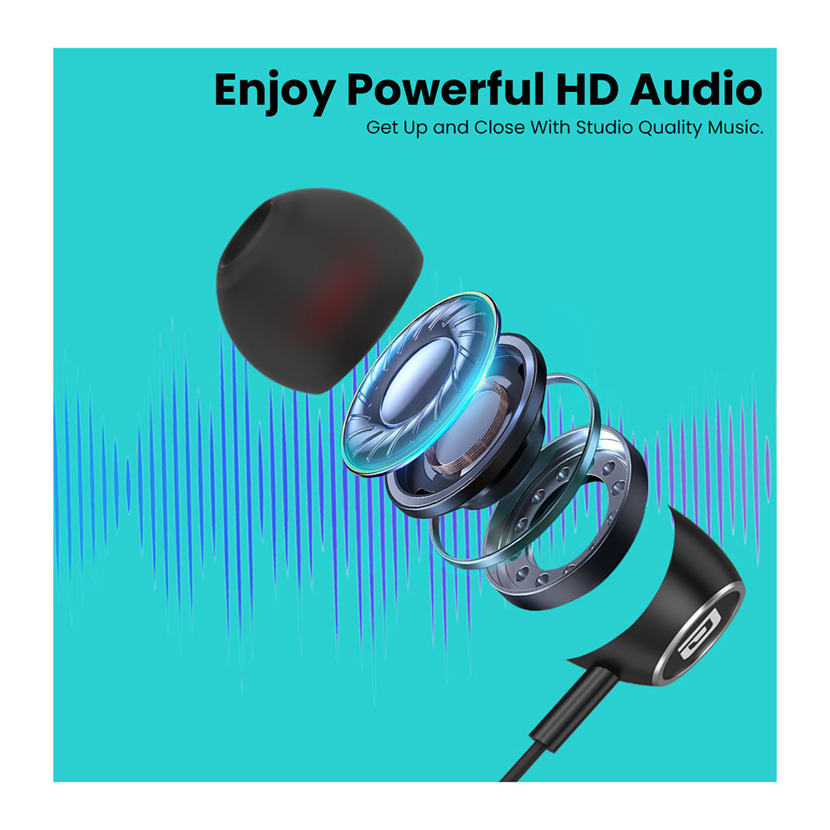 Portronics Conch 90 in Ear Wired Earphones with Mic Type C Jack 10mm