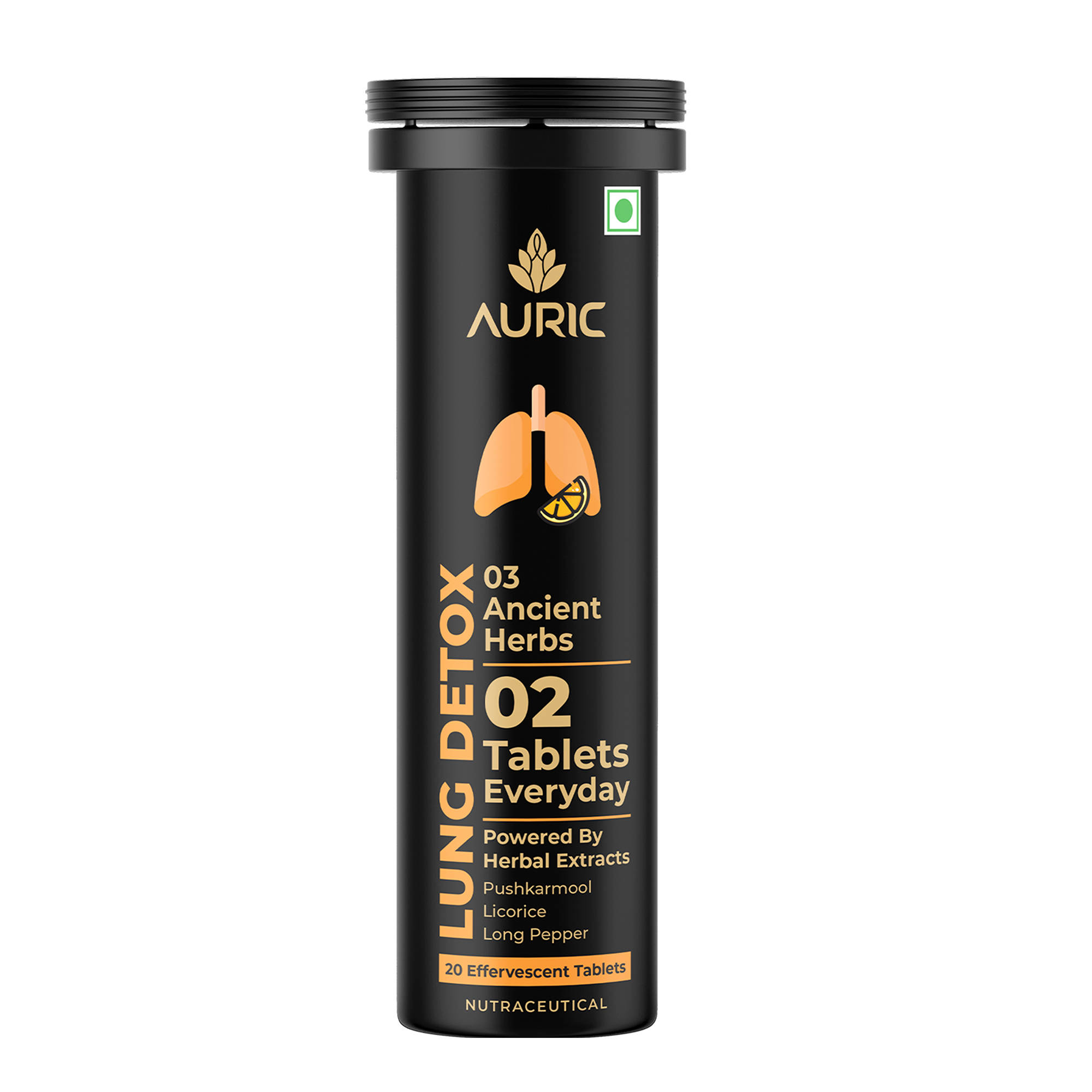 Auric Lung Detox for Smokers with Natural Blend of NAC- Pushkarmool- Piper Longum & Licorice- 1 Tube