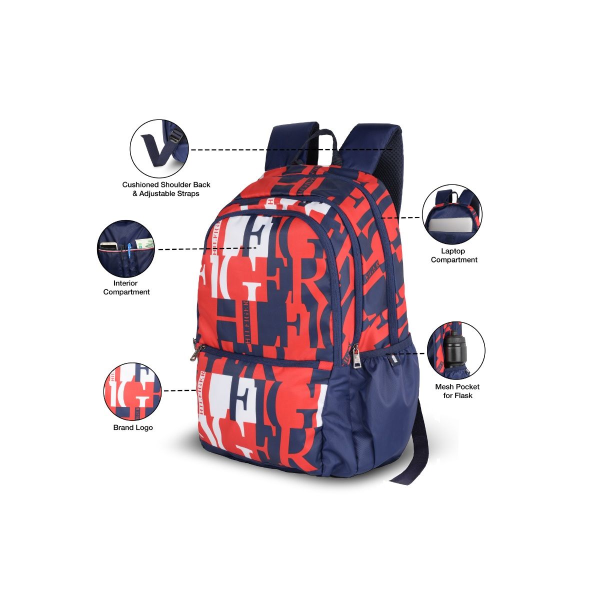 Tommy hilfiger backpack red deals blue white