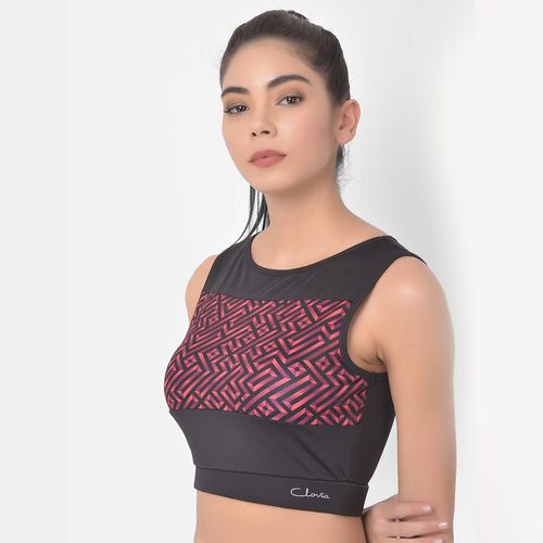 Buy Clovia Multicolor Geometric Print Sports Bra for Women's