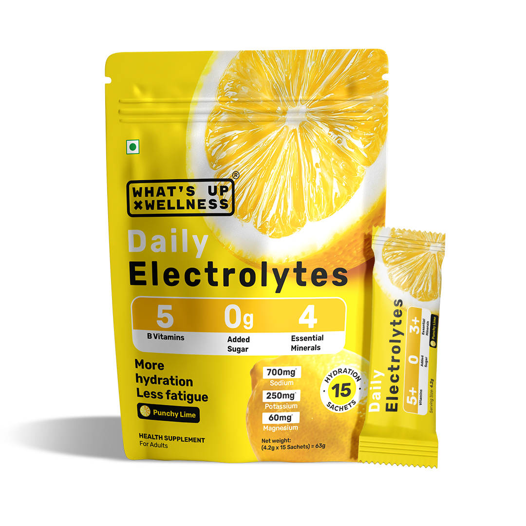 What's Up Wellness Daily Electrolytes For Hydration Sachets - Punchy Lime