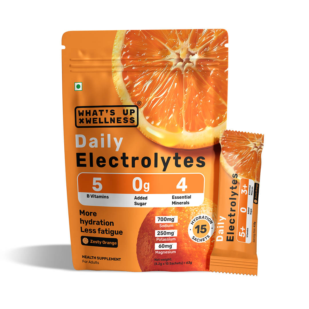 What's Up Wellness Daily Electrolytes For Hydration Sachets - Zesty Orange