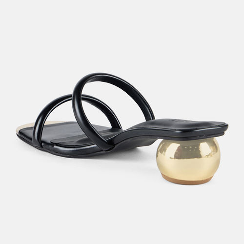 Buy RSVP by Nykaa Fashion Black Solid Golden Toe Cap Padded Strap