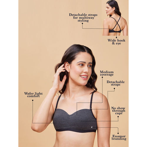 Enamor A125 Padded Wire-Free Medium Coverage Easy Fit Cooling Cotton  T-Shirt Bra (S)