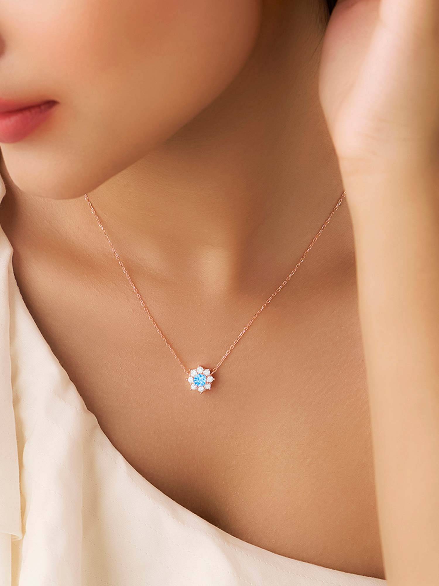 Zavya The Sea Flower Silver Rose Gold Plated Necklace