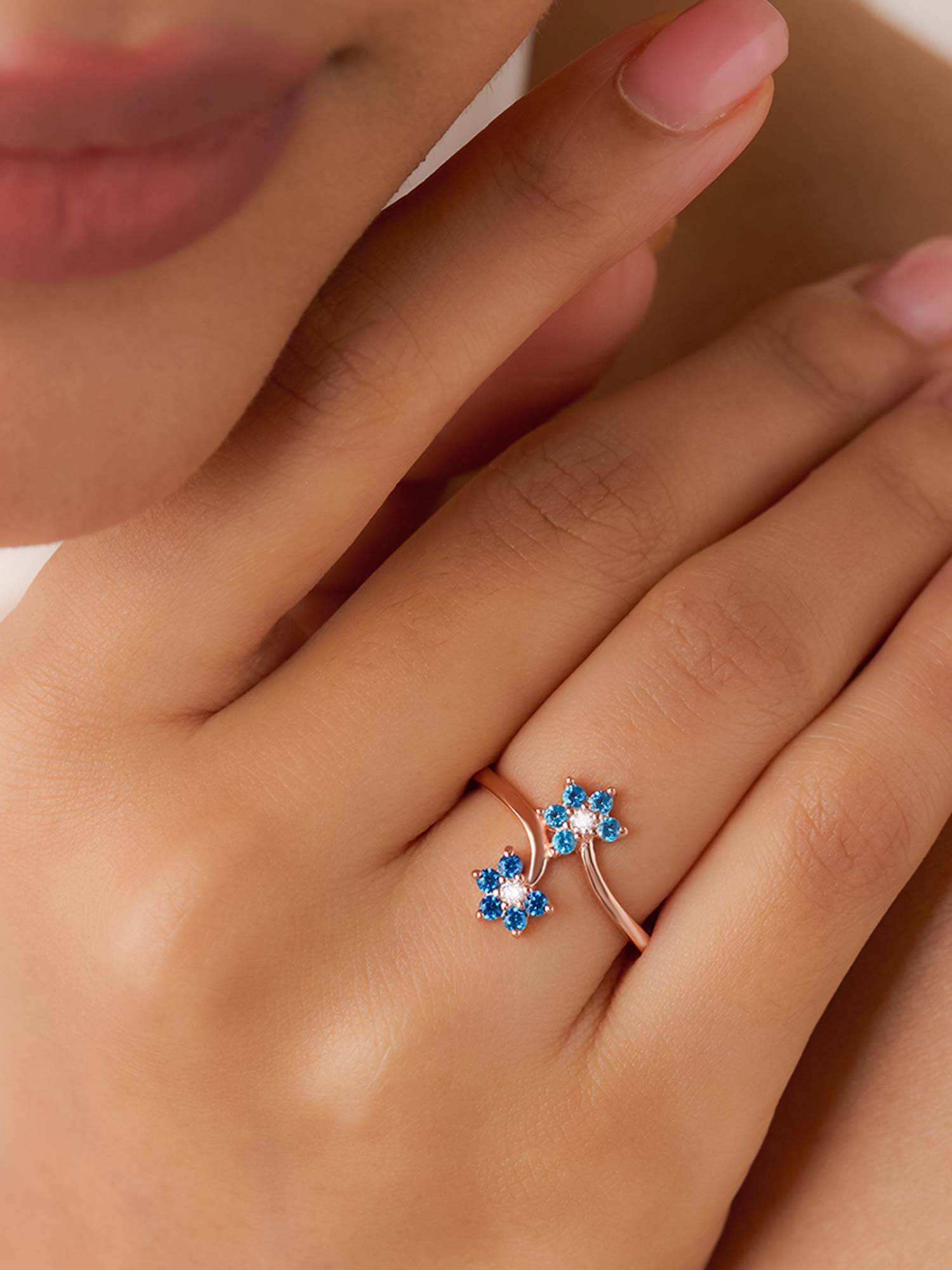 Zavya The Summer Sky Blooms Rose Gold Plated Ring (Adjustable)