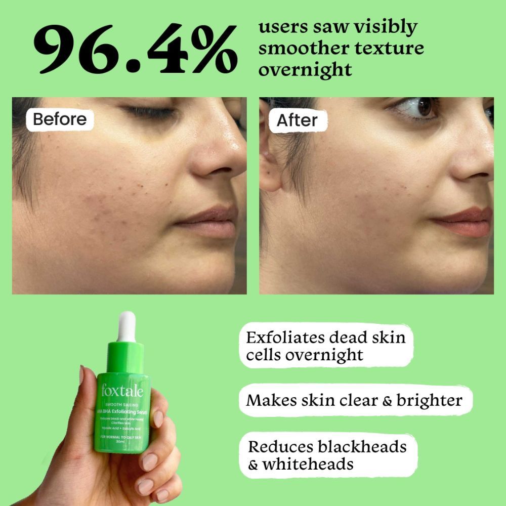 Foxtale Smooth Sailing AHA BHA Exfoliating Serum For Acne Blackheads