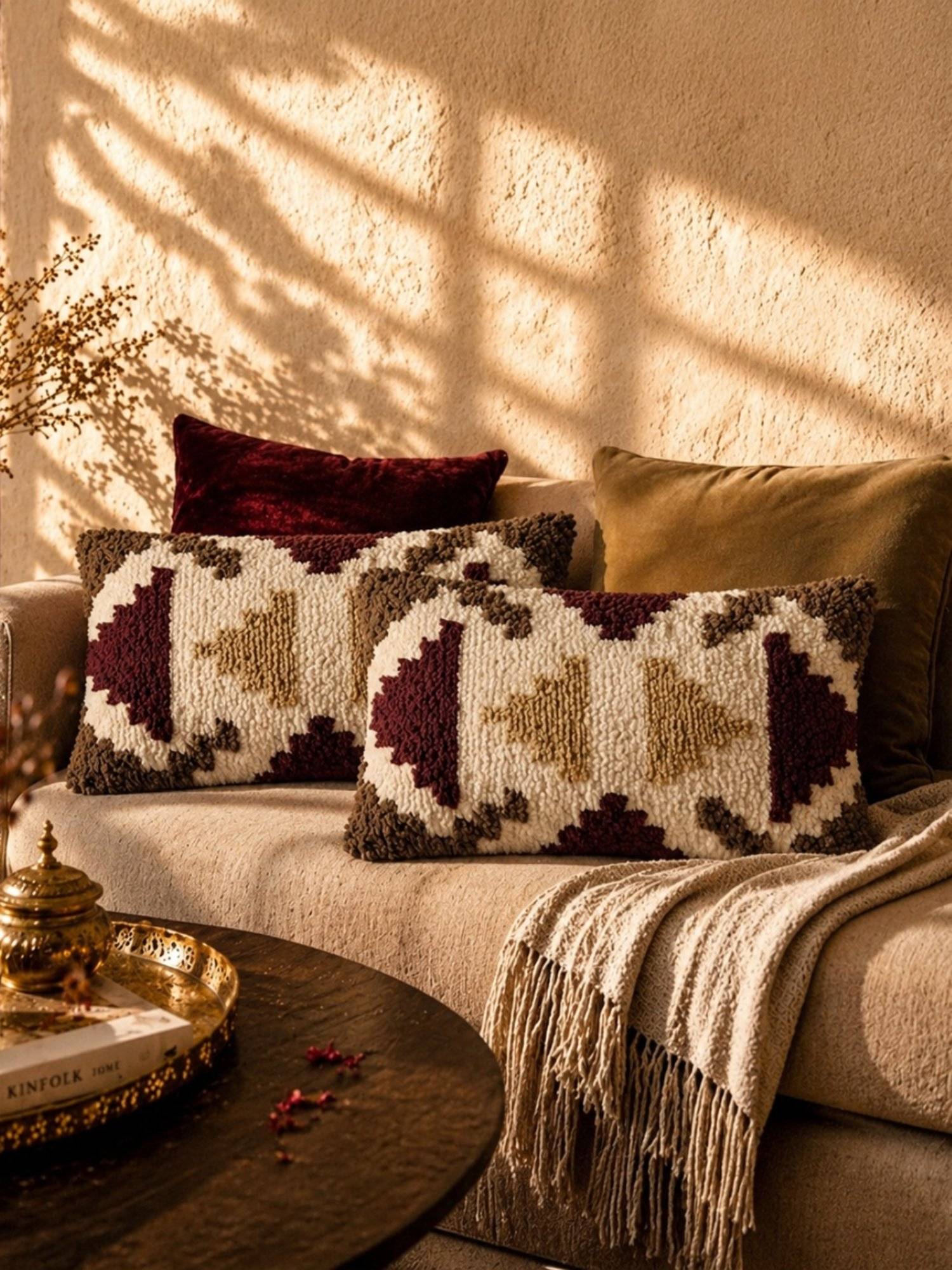 BELIHODE Multi-Color Vitra Pilecraft Hand Crafted Pillow Cover (12 x 20 Inches)