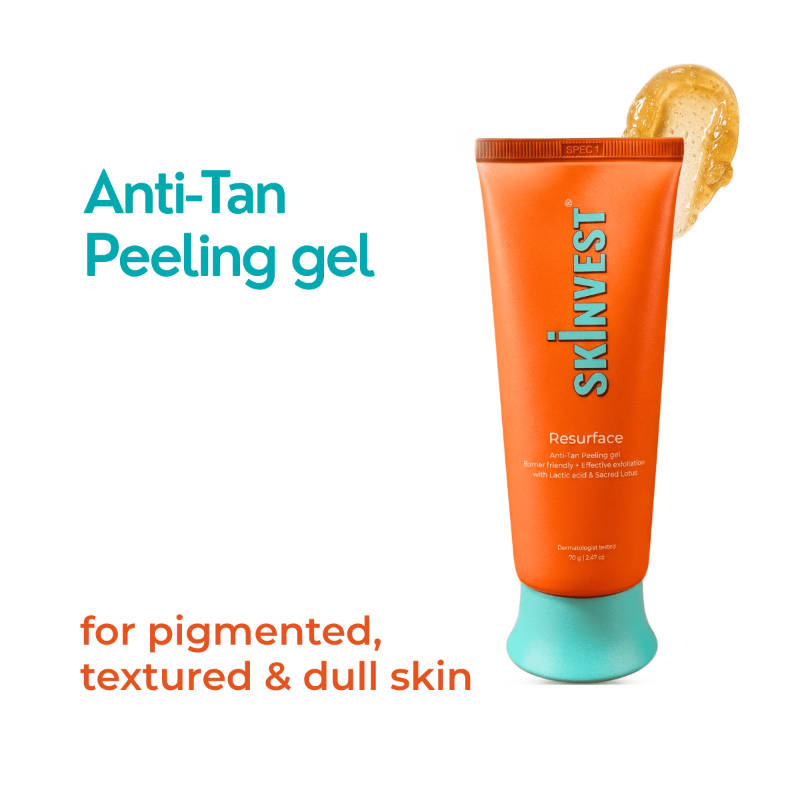 Skinvest Resurface Anti-Tan Peeling Gel with Lactic Acid Removes Tan, Brightens & Smoothens Skin