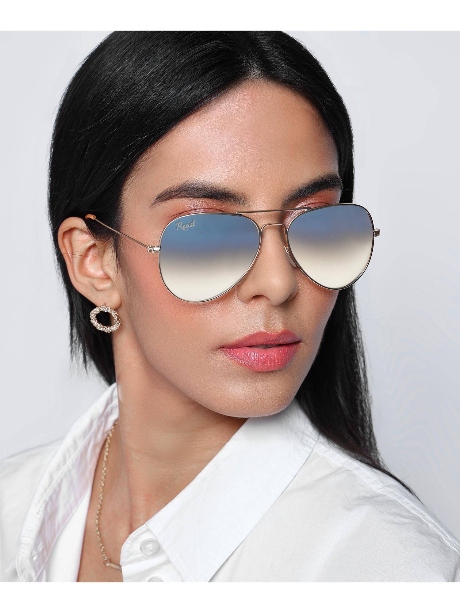 RESIST EYEWEAR Unisex Uv Protected Blue Lens Aviator Sunglasses (58)