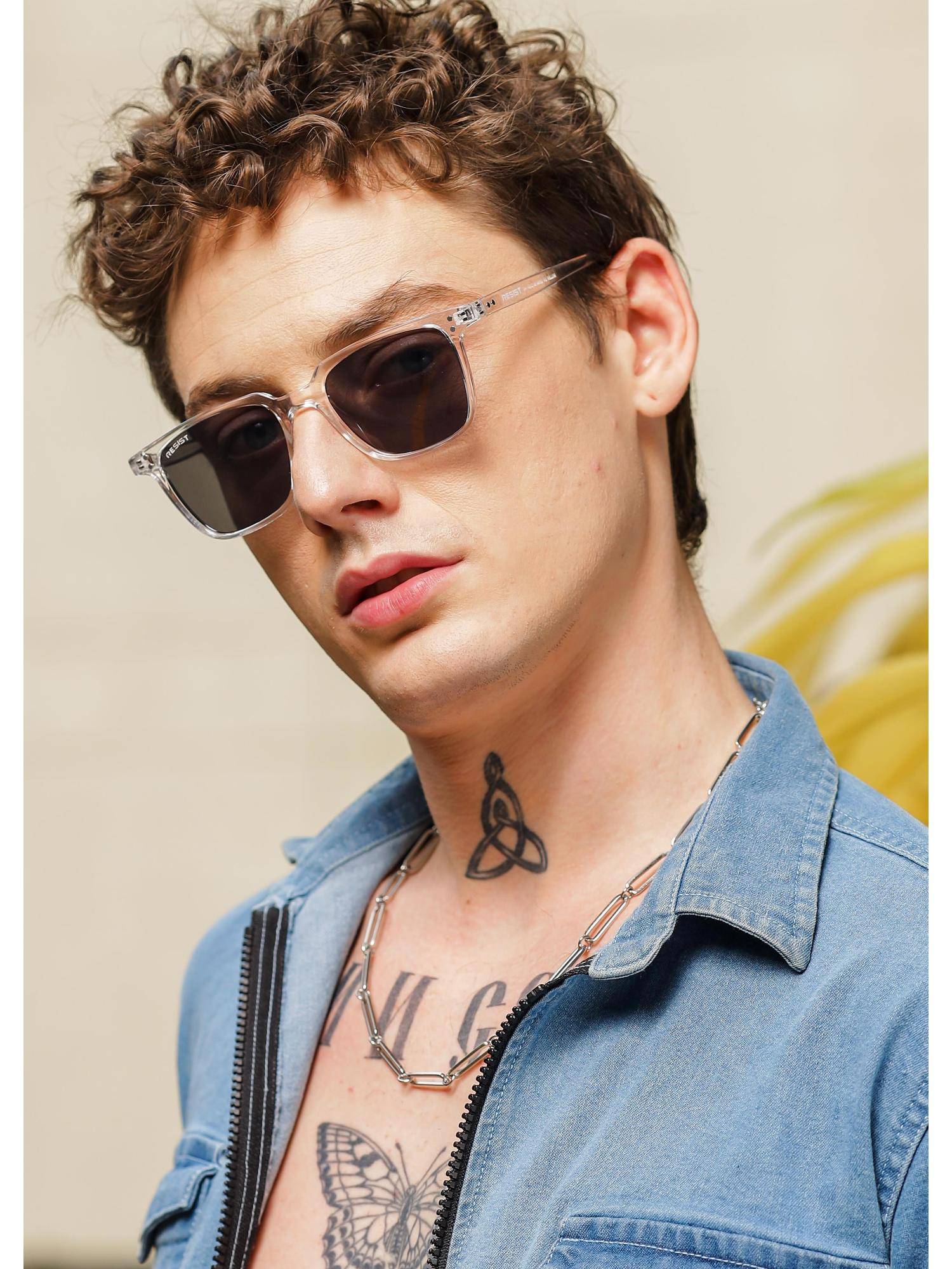RESIST EYEWEAR Unisex Uv Protected Black Lens Phantos Sunglasses (50)