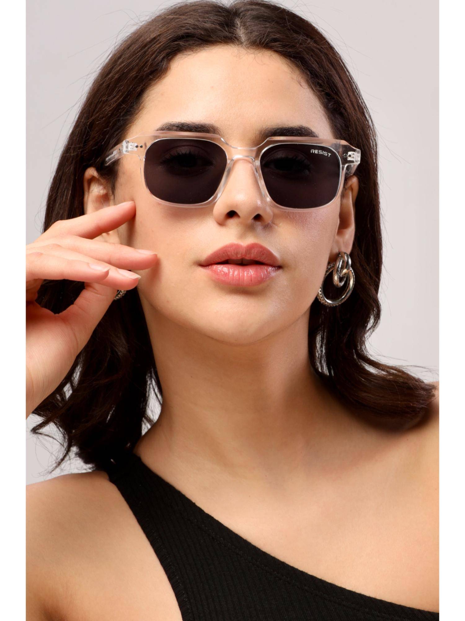 RESIST EYEWEAR Unisex Uv Protected Black Lens Phantos Sunglasses (50)