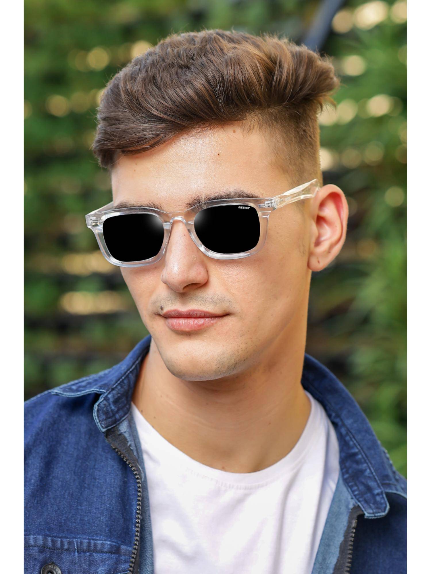 RESIST EYEWEAR Unisex Uv Protected Black Lens Phantos Sunglasses (55)