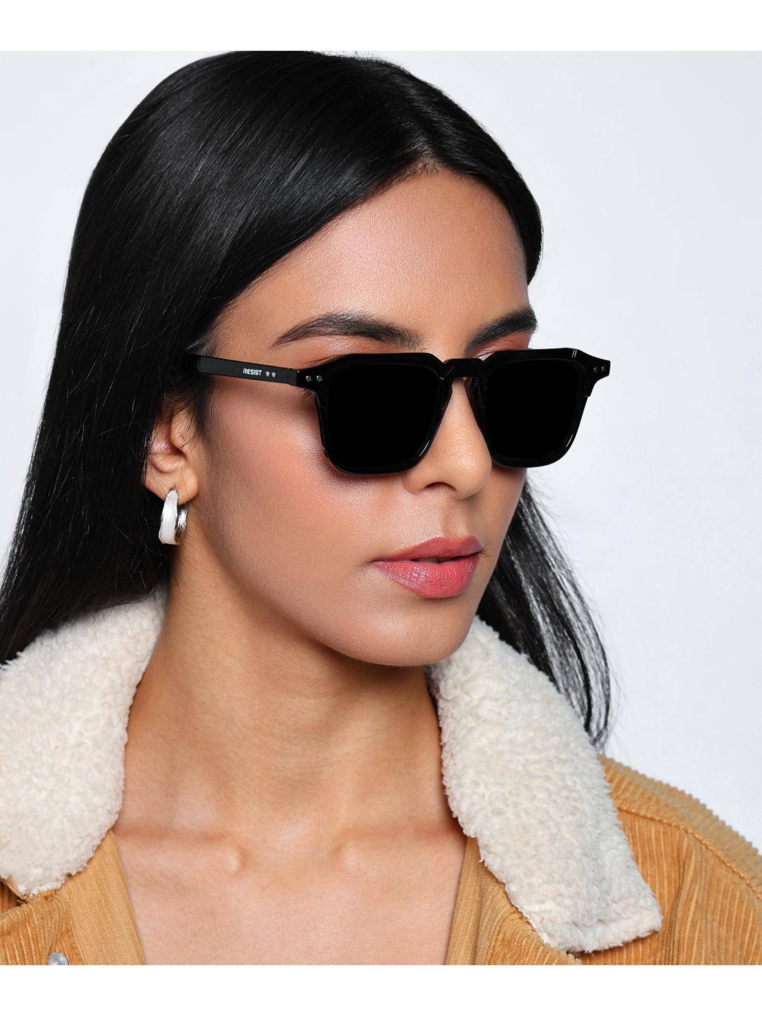 RESIST EYEWEAR Unisex Uv Protected Black Lens Phantos Sunglasses (52)