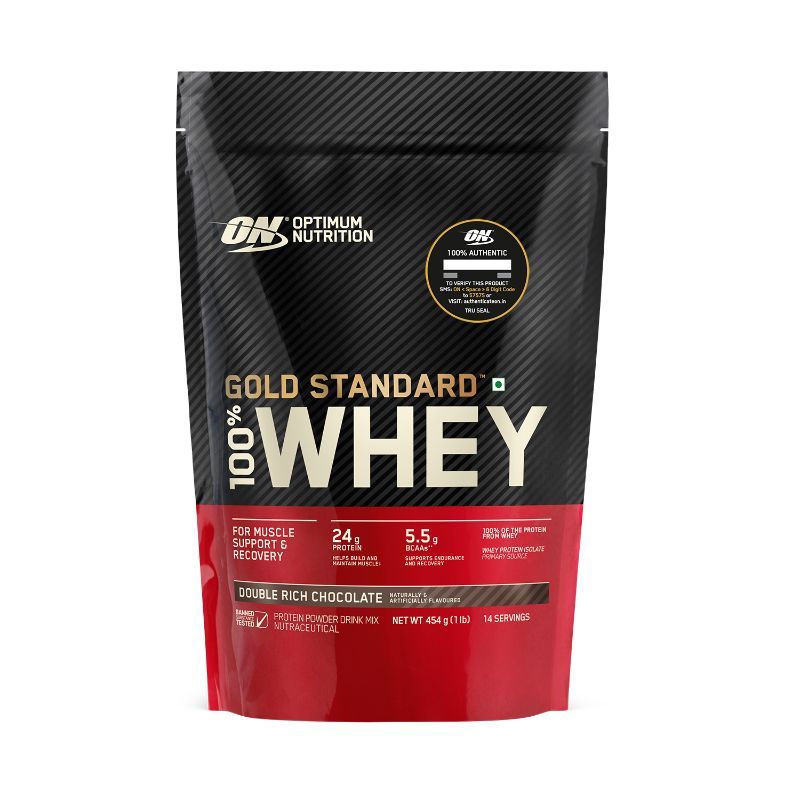 Optimum Nutrition  ON  Gold Standard 100% Whey Protein Powder Double Rich Chocolate   1Lbs