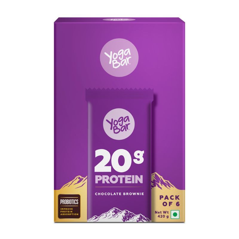 Yogabar No Added Sugar Protein Bar Chocolate Brownie - Pack of 6