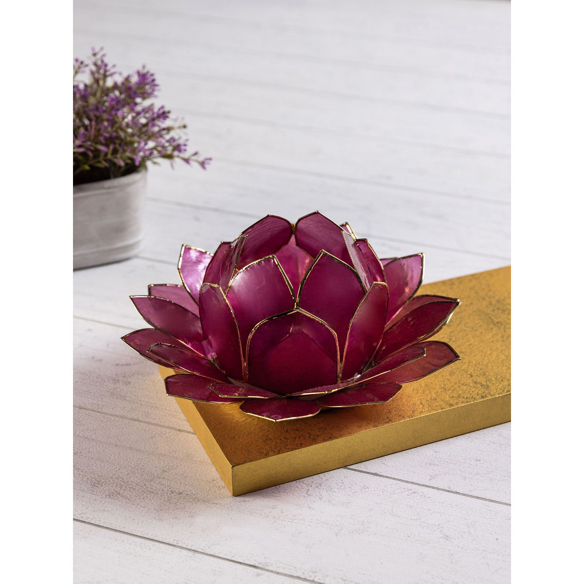 Pure Home + Living 32 Petals Illuminate Purple Lotus Tea Light Holder Buy Pure Home + Living 32