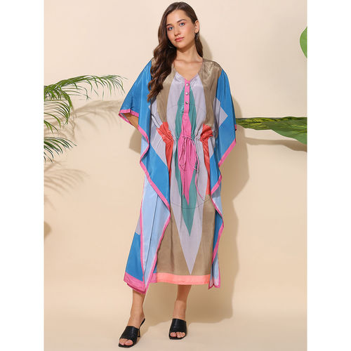 Buy Zelena Women Half Sleeves Polyester Printed Zipless Feeding Kaftan Dress  Online