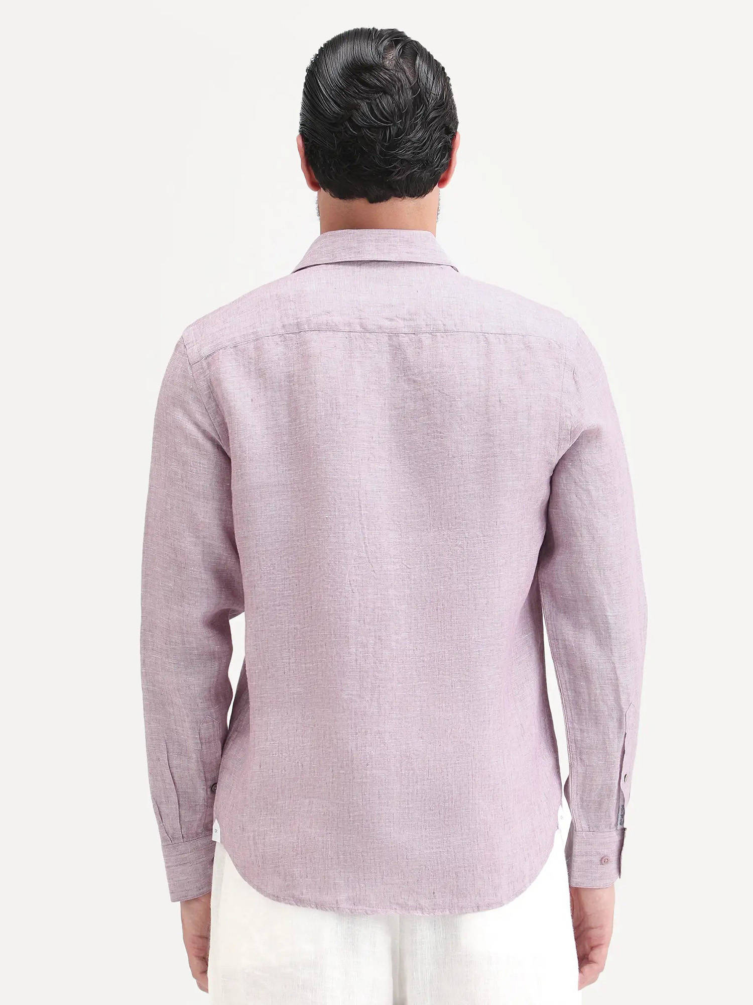 Buy Rare Rabbit Men Pink Linen Collar Neck Shirt Online