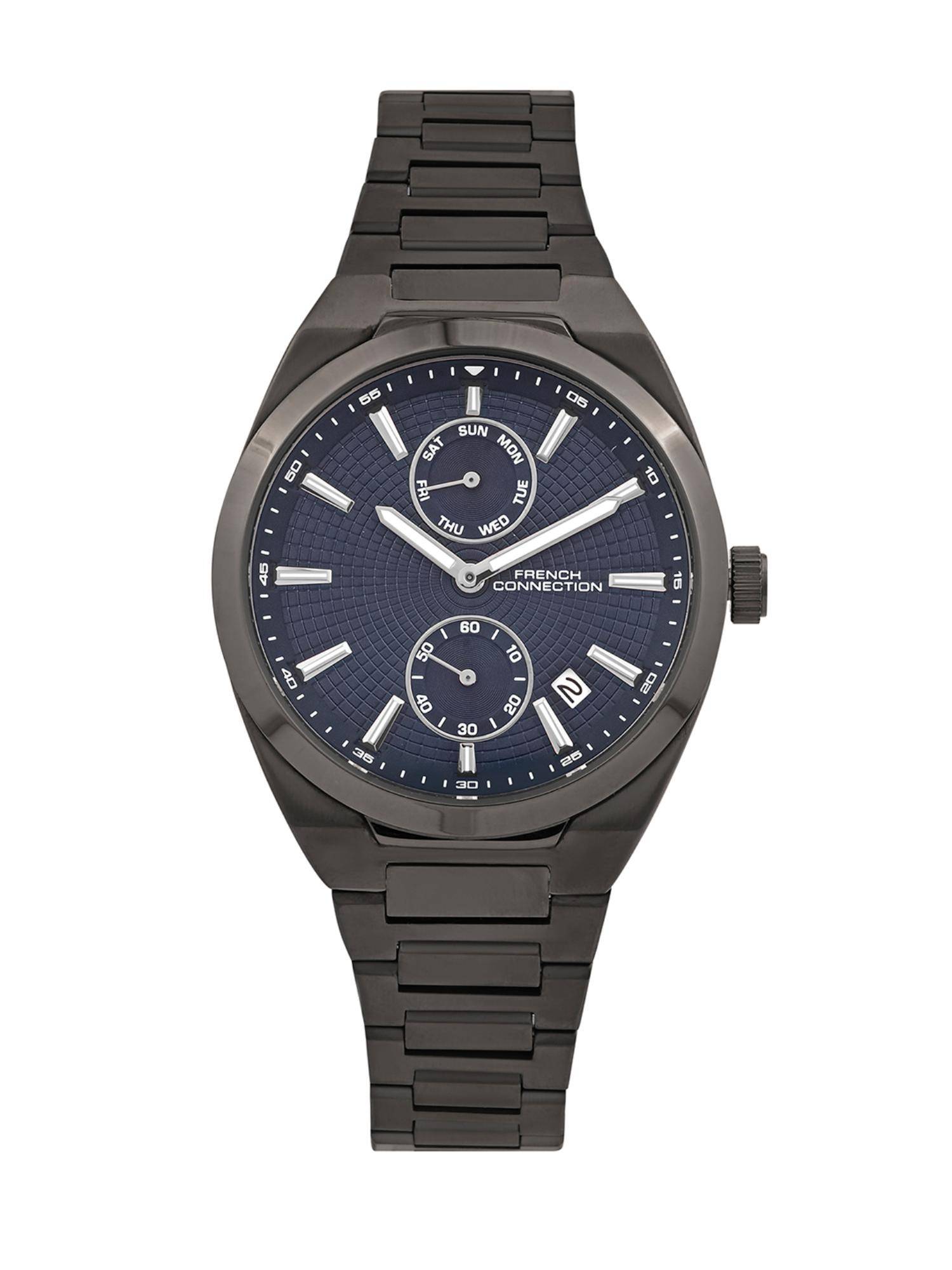 French Connection Blue Stainless Steel Round Watch FCH03UGNM (Medium)