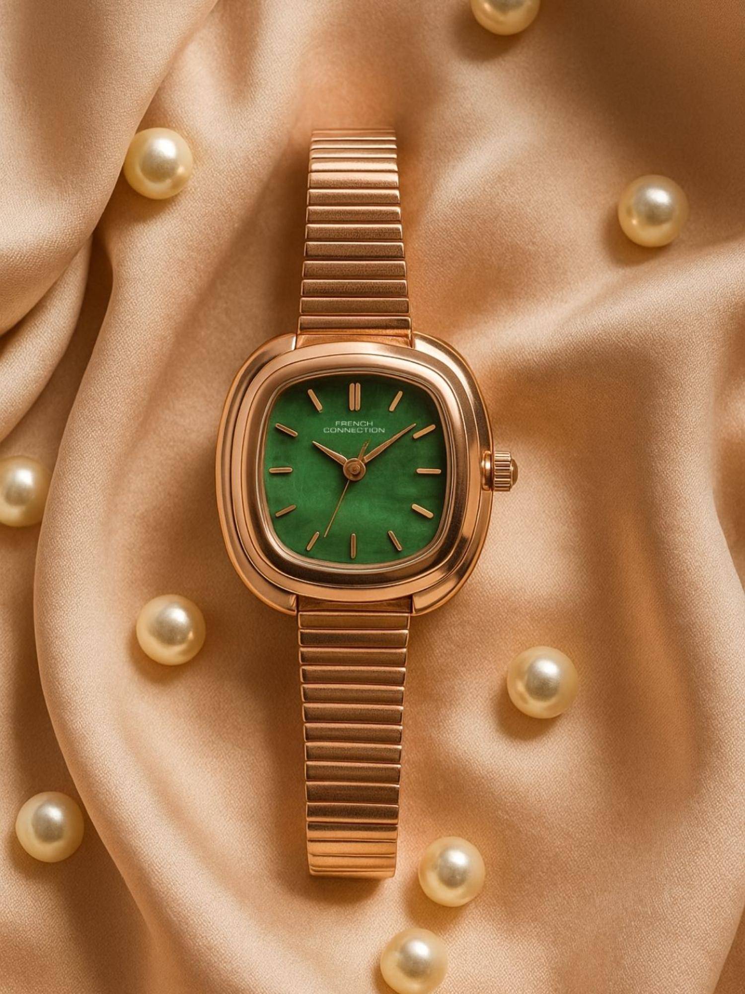 French Connection Green Stainless Steel Square Watch FCN0156NRGM (Medium)