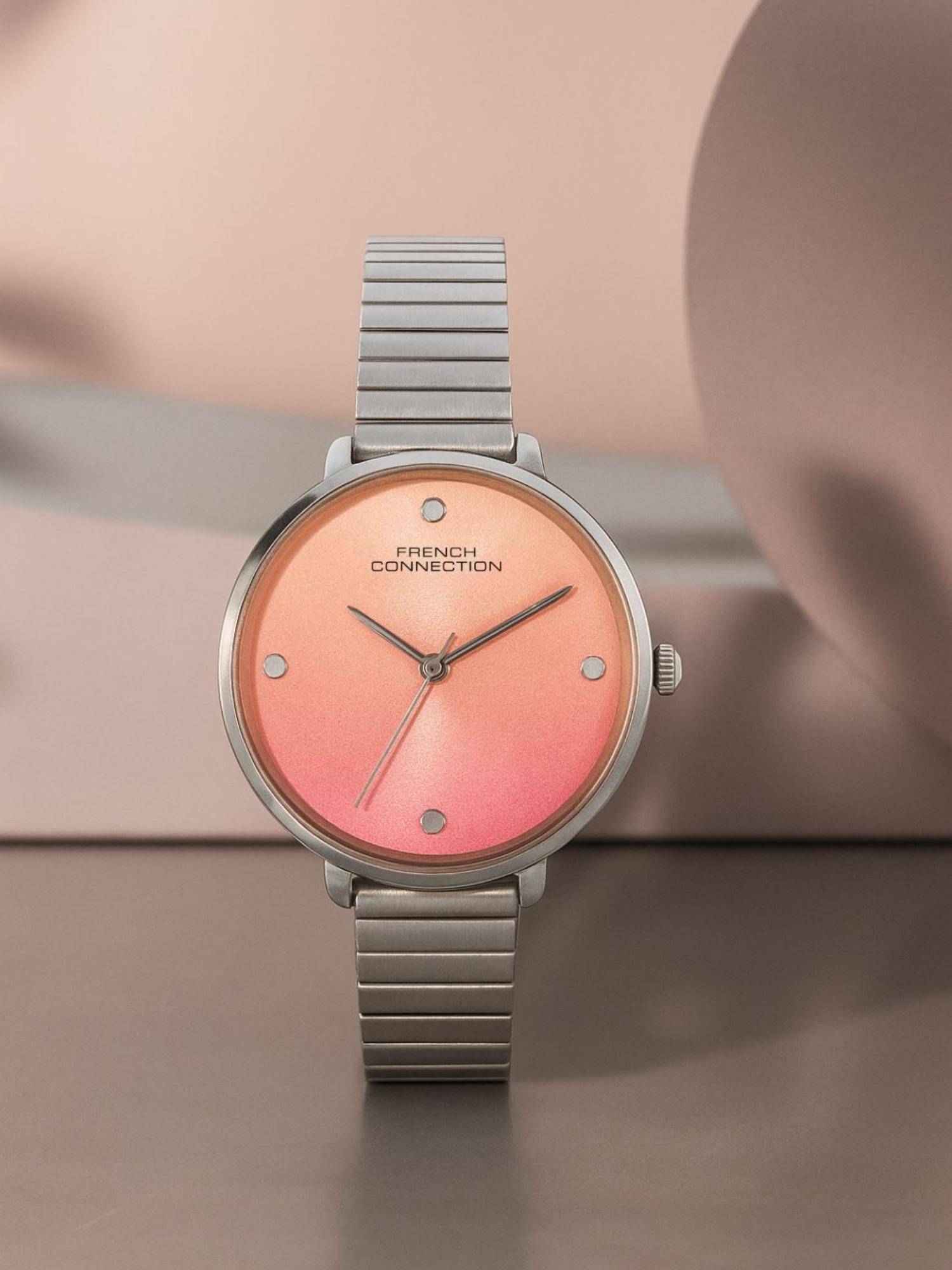 French Connection Pink Stainless Steel Round Watch FCN0161SM (Medium)