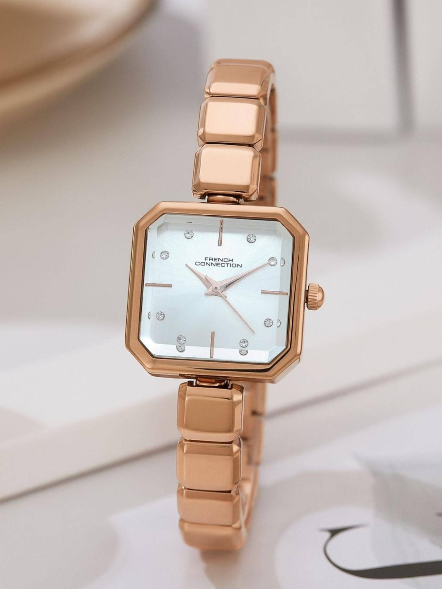 French Connection Silver Stainless Steel Square Watch FCN0168SRGM (Medium)