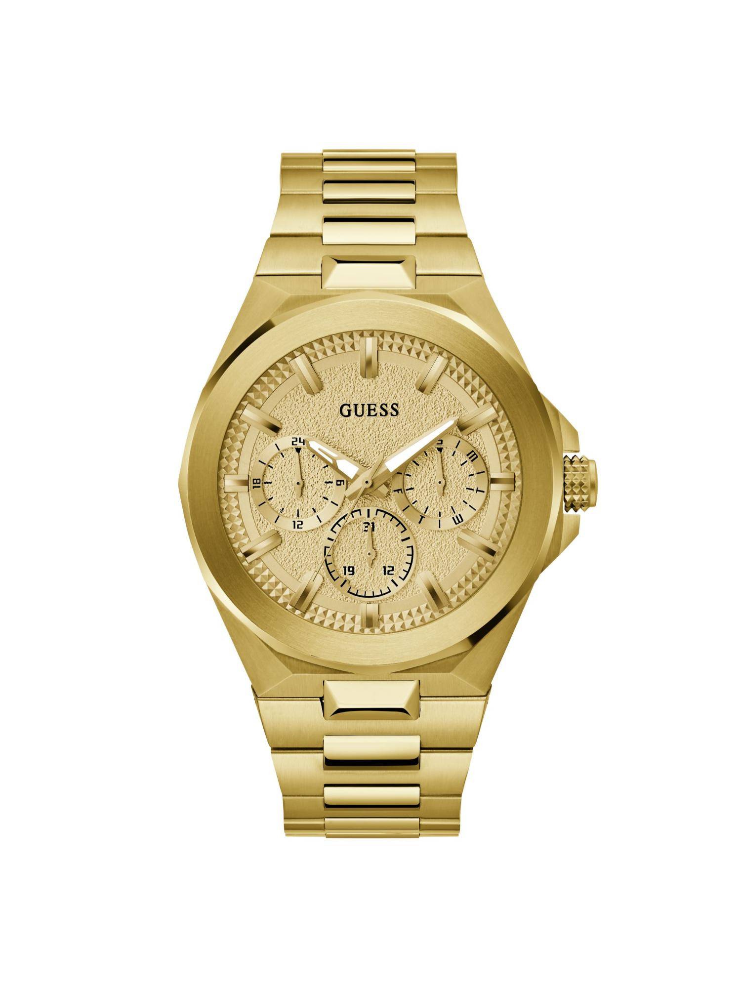 Guess Gold Stainless Steel Round Watch Gw0798G2 (Large)