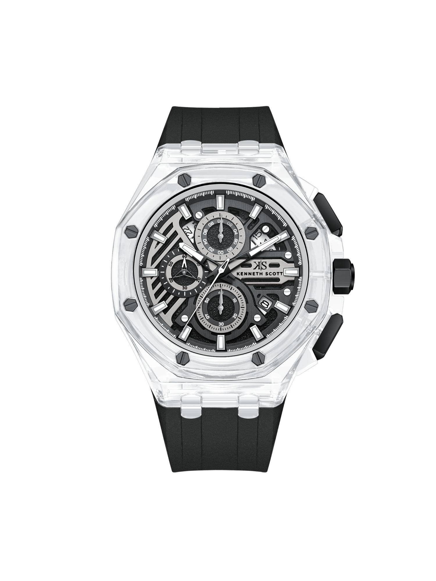 Kenneth Scott Black Silicon Round Watch K26109-ZSBB (Medium)
