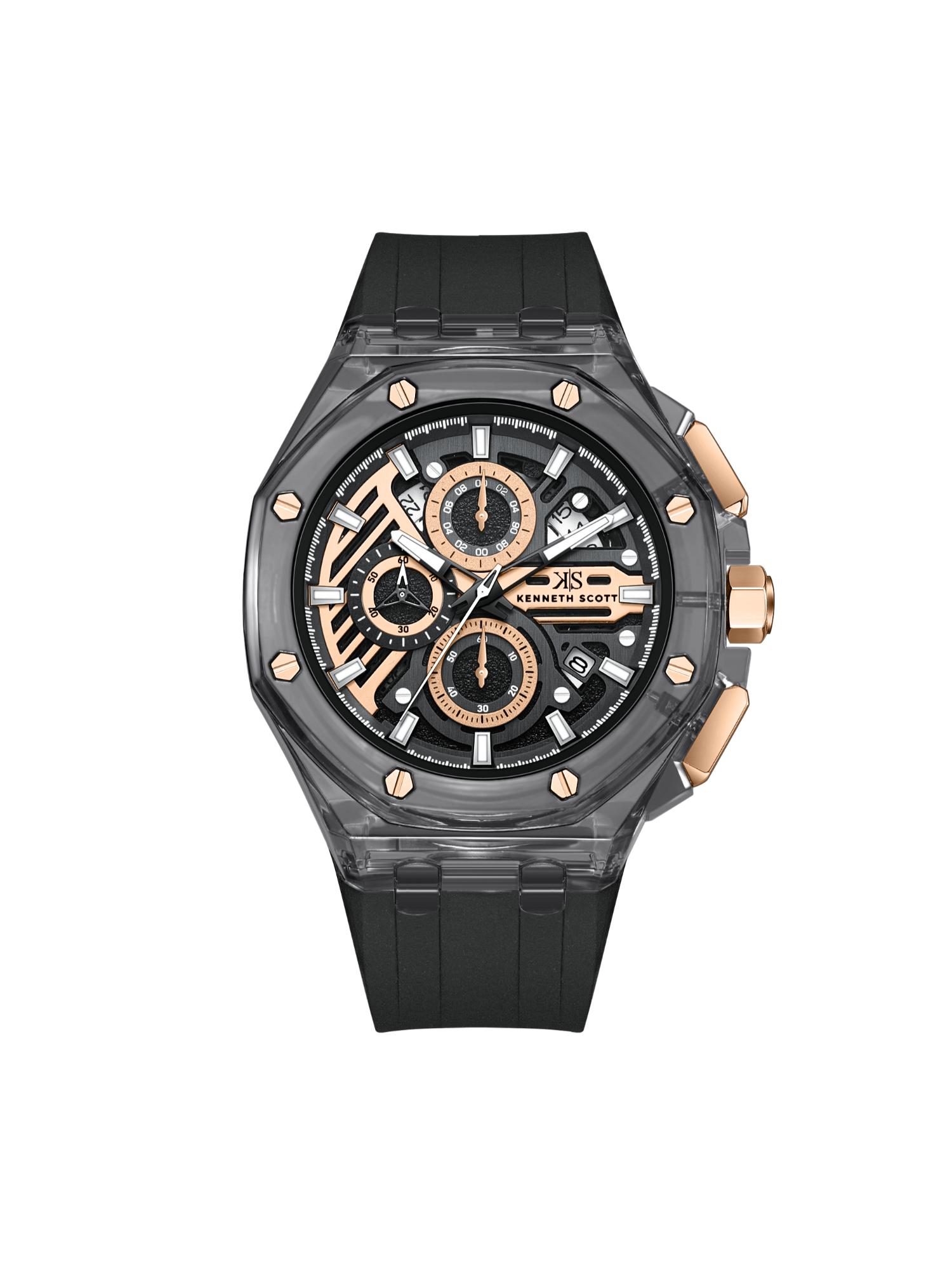 Buy Kenneth Scott Grey Silicon Round Watch K26109-ZSBX (Medium) Online