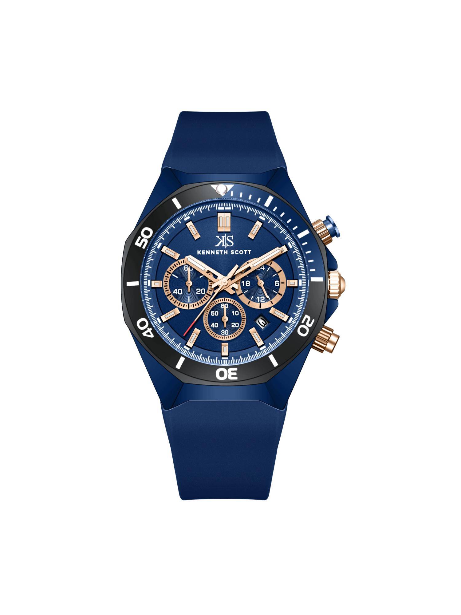 Kenneth Scott Blue Silicon Round Watch K26116-NSNN (Medium)