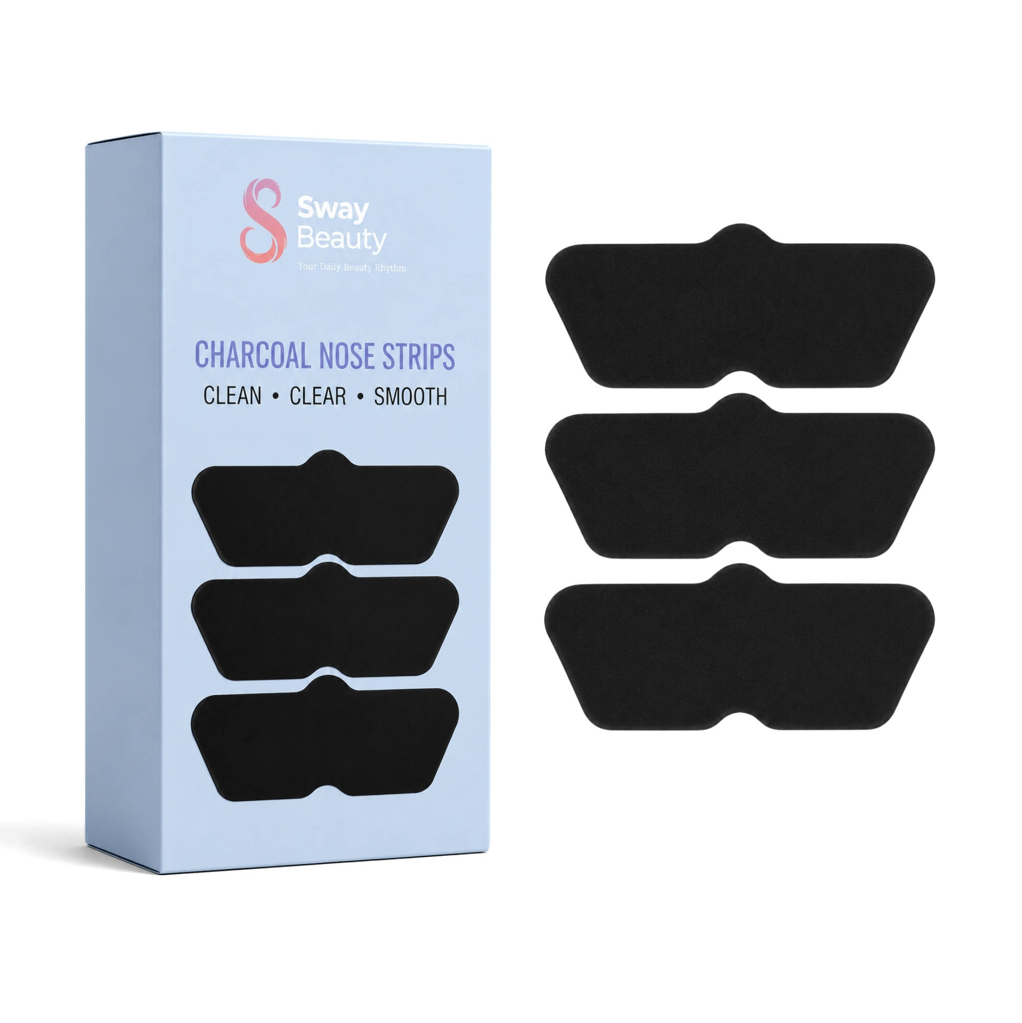 Sway Beauty Charcoal Nose Strips Deep Purifying Nose Strips for Women Pack of 3