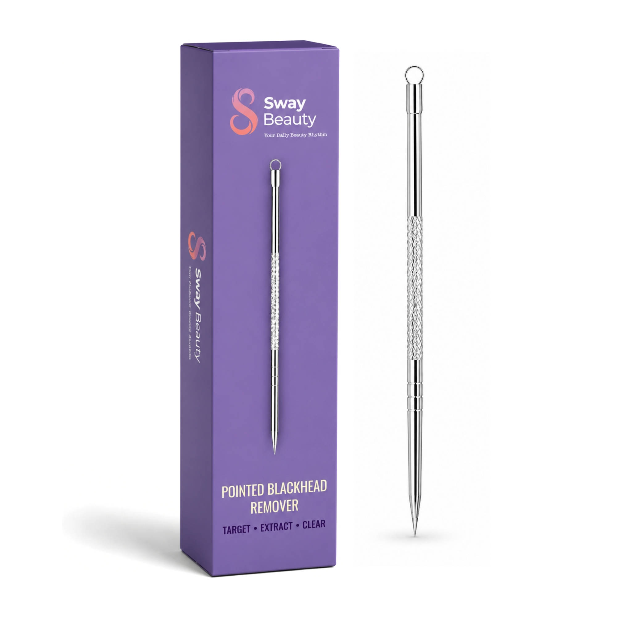 Sway Beauty Double Blackhead Remover Tool With Round Loops For Blemish Extraction & Face Skin Care