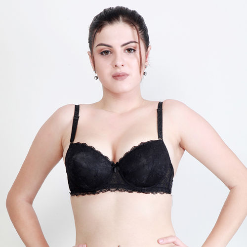 Nykaa - It's a match! 👙 A fierce colour and pretty lace to glam you up for  the holidays. 💁‍♀️ 💓 Enamor F089 Lace Bra - Medium Coverage, Padded &  Wirefree 
