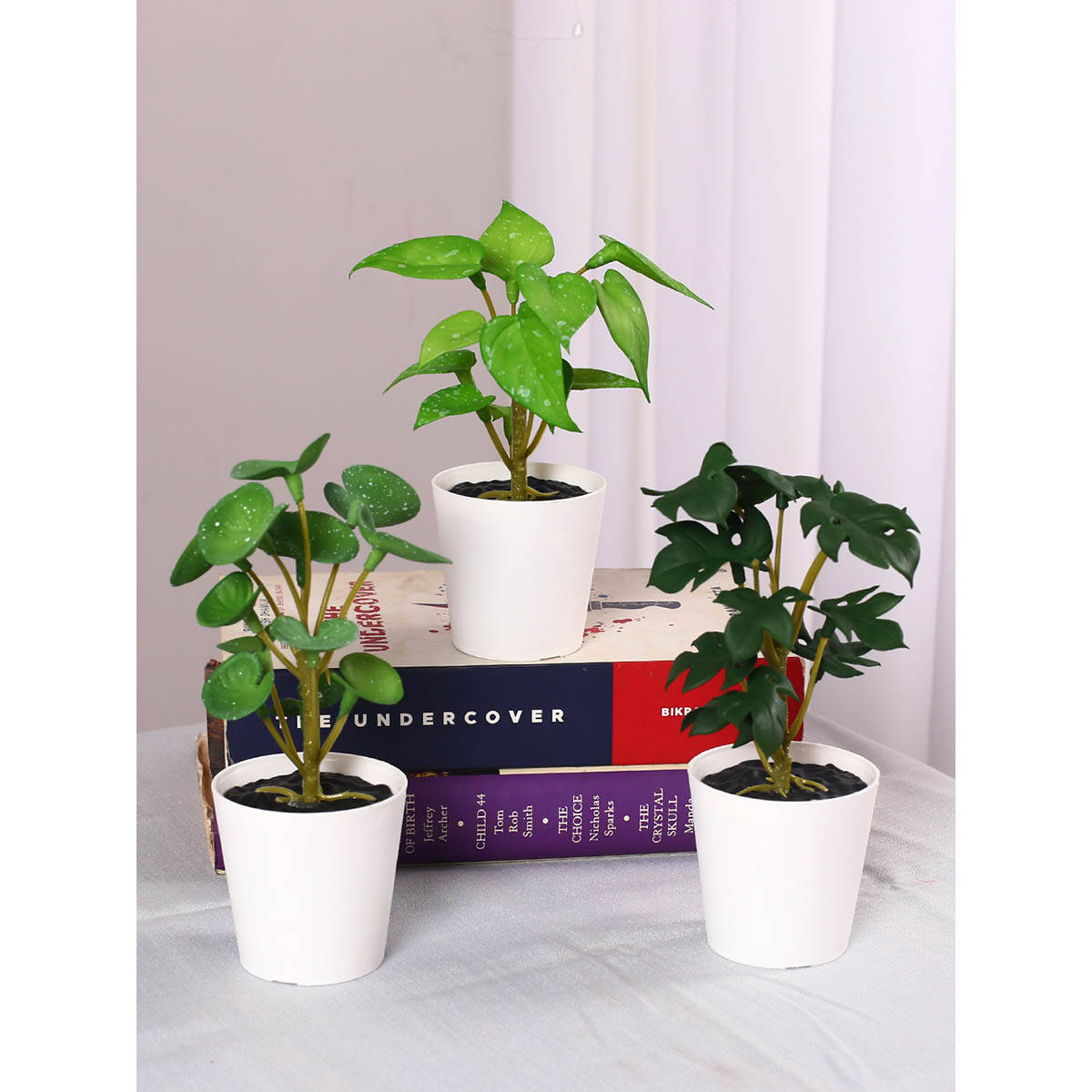 ARICK DECOR Artificial Tabletops Potted Succulent Plants For Home Decor (Pack of 3)
