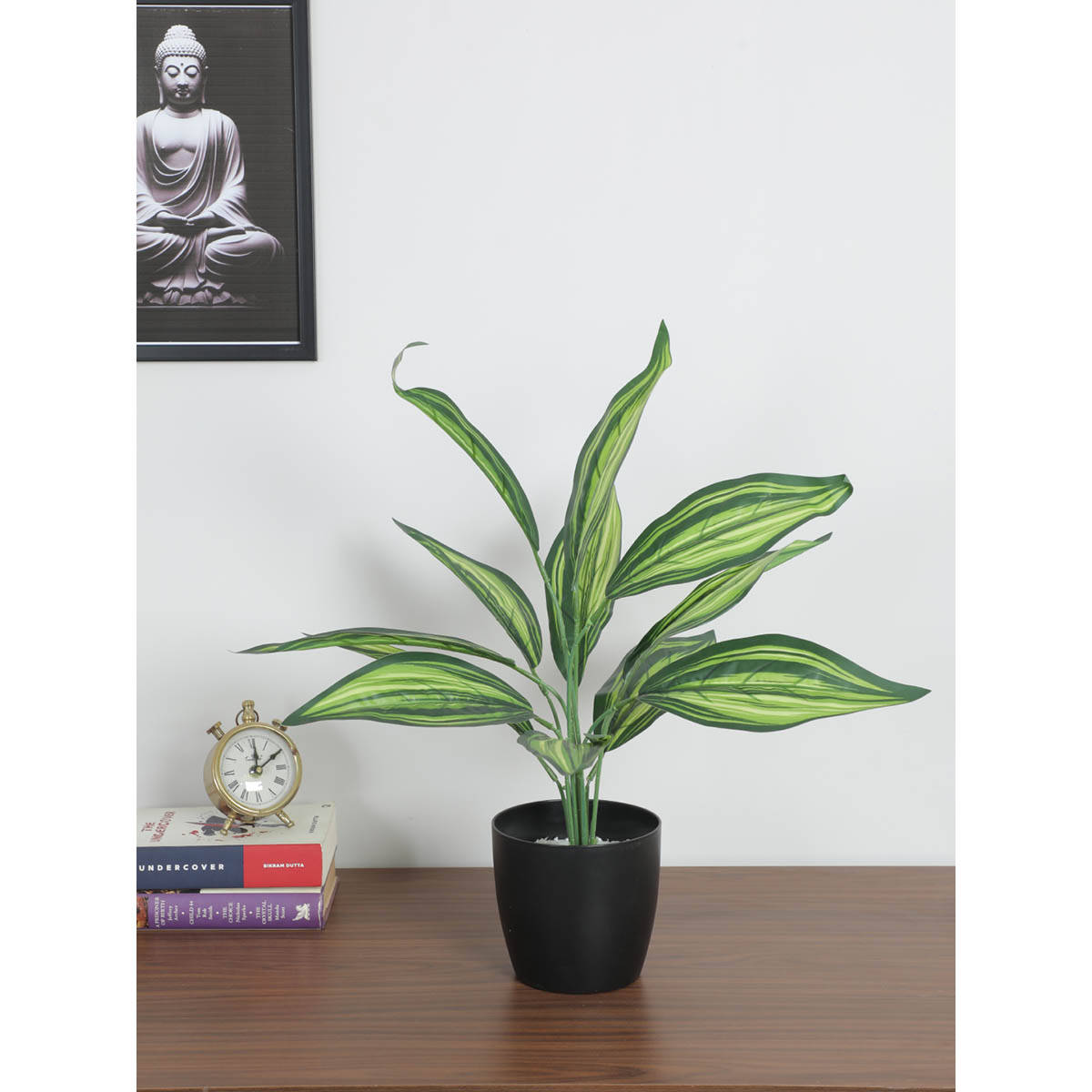 ARICK DECOR Artificial Red Croton Plants with Black Pot For (50 Cm Tall, Red)