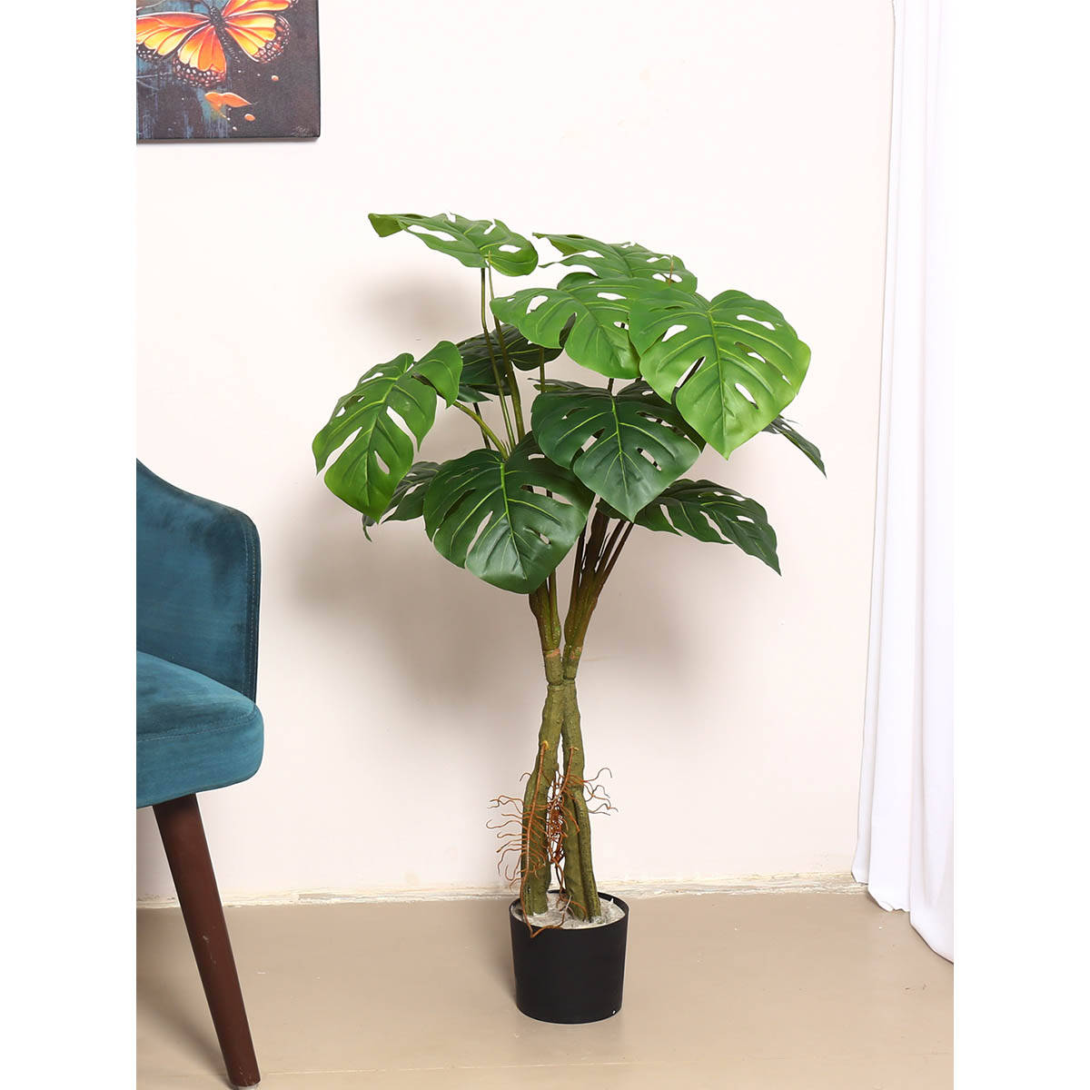 ARICK DECOR Artificial Monstera Plant with Pot For Home Decor (100 Cm Tall, Green)