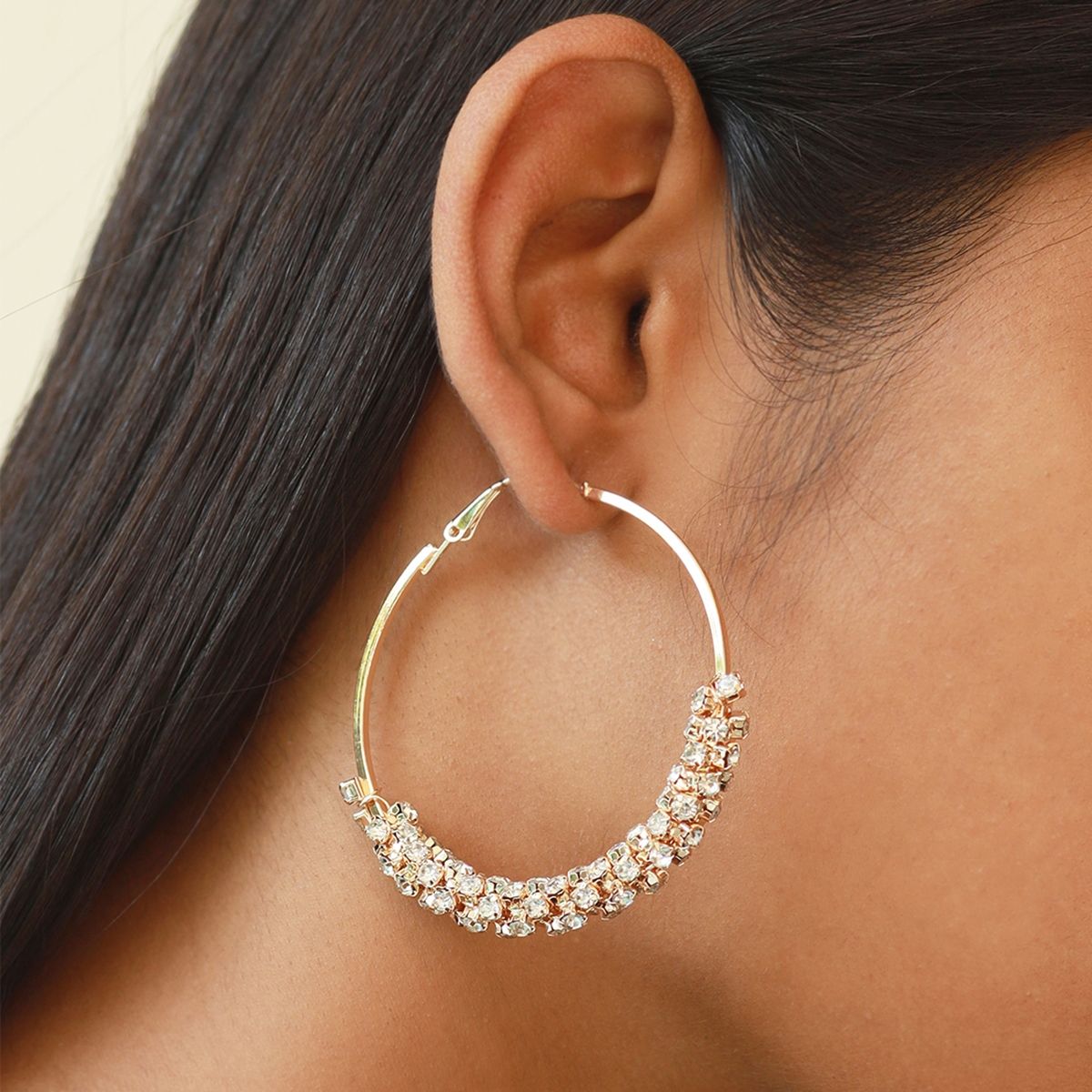 Oversized rhinestone hoop deals earrings