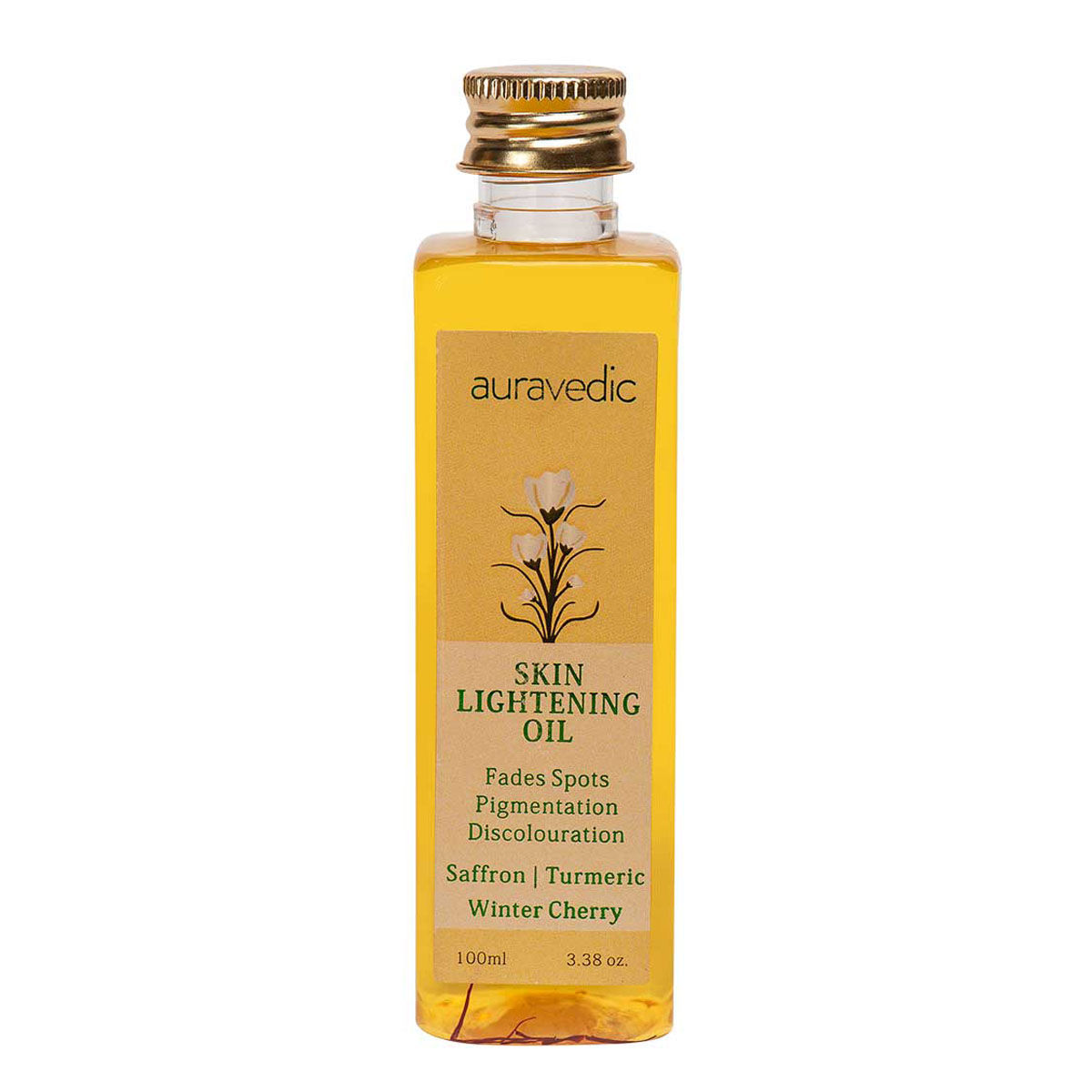 AuraVedic Skin Lightening Oil with Saffron Turmeric Winter Cherry