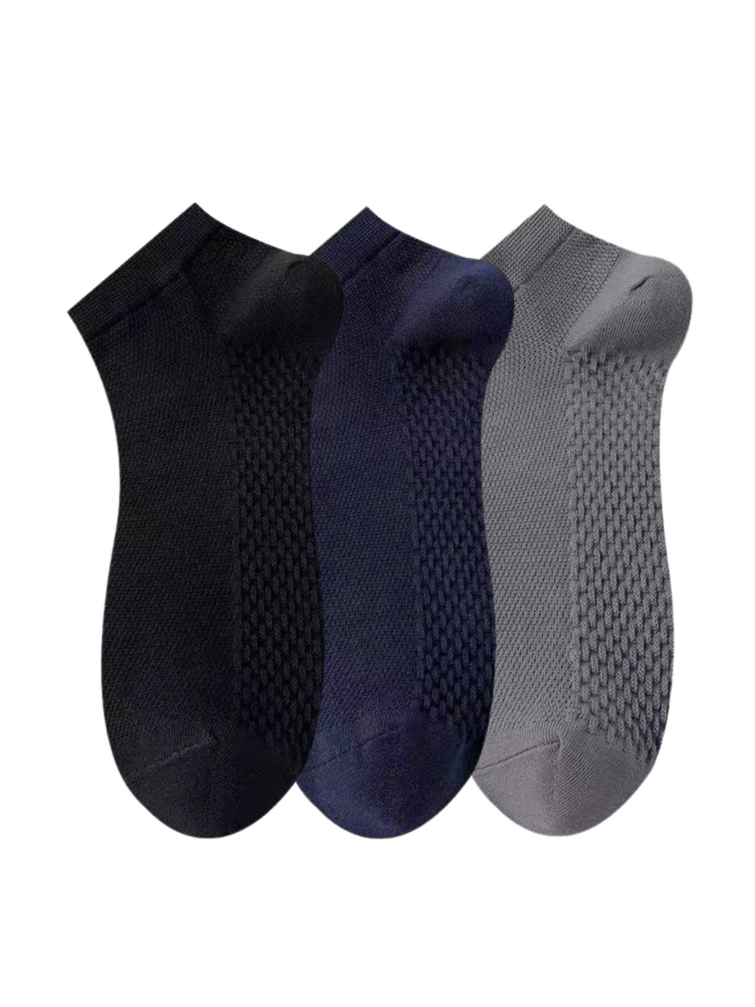 The Tie Hub Black, Navy Blue & Grey Pure Cotton Ankle Socks (Pack of 3)