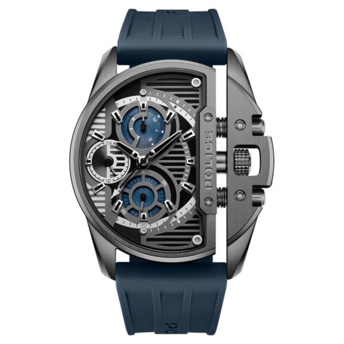 Police Men Grey Dial Silicon Navy Blue Strap Analog Watch-PLPEWGQ2203604