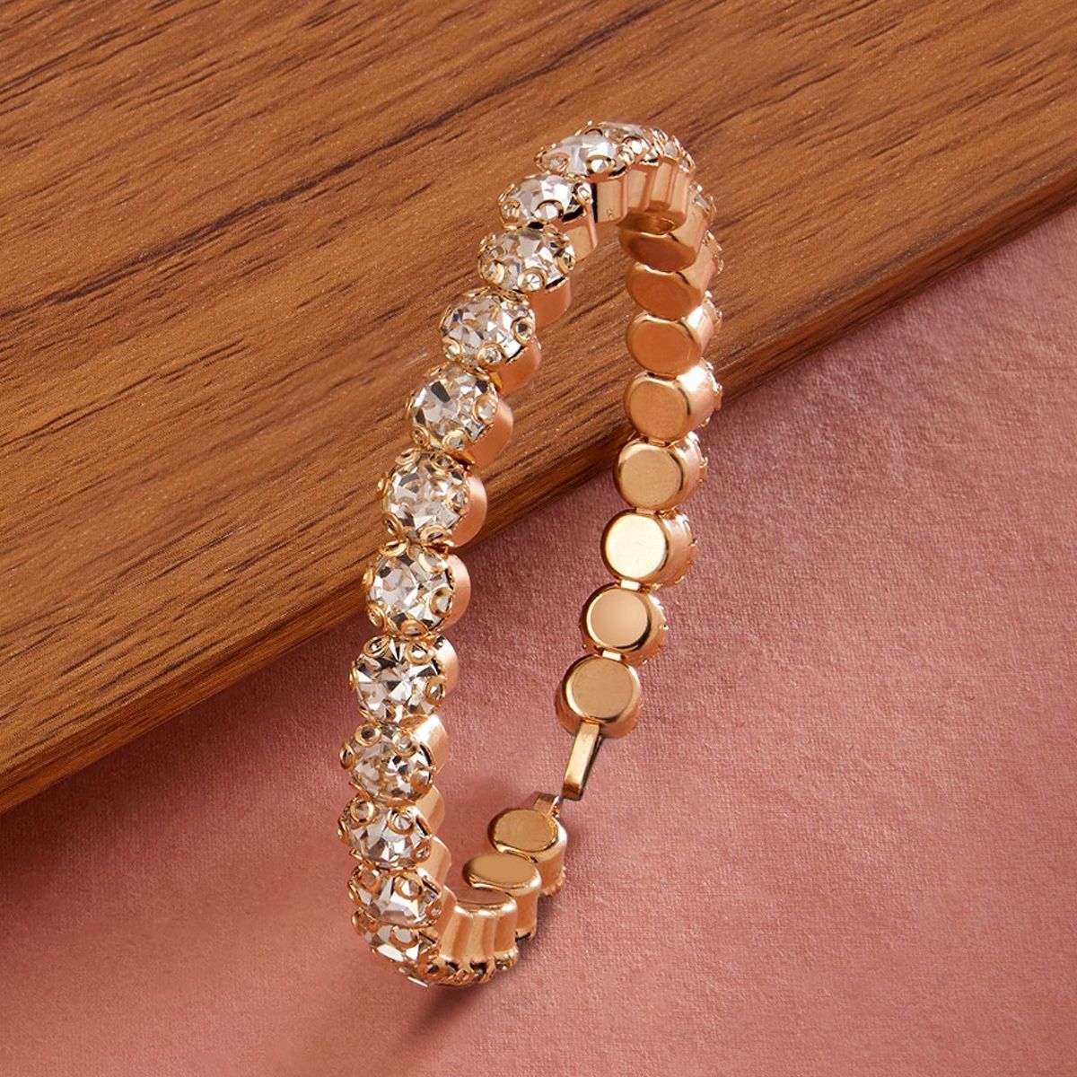 Buy ZAVERI PEARLS Gold Tone Dazzling Austrian Diamond Flowers Contemporary  Cuff Bracelet For WomenZPFK14795 at Amazonin