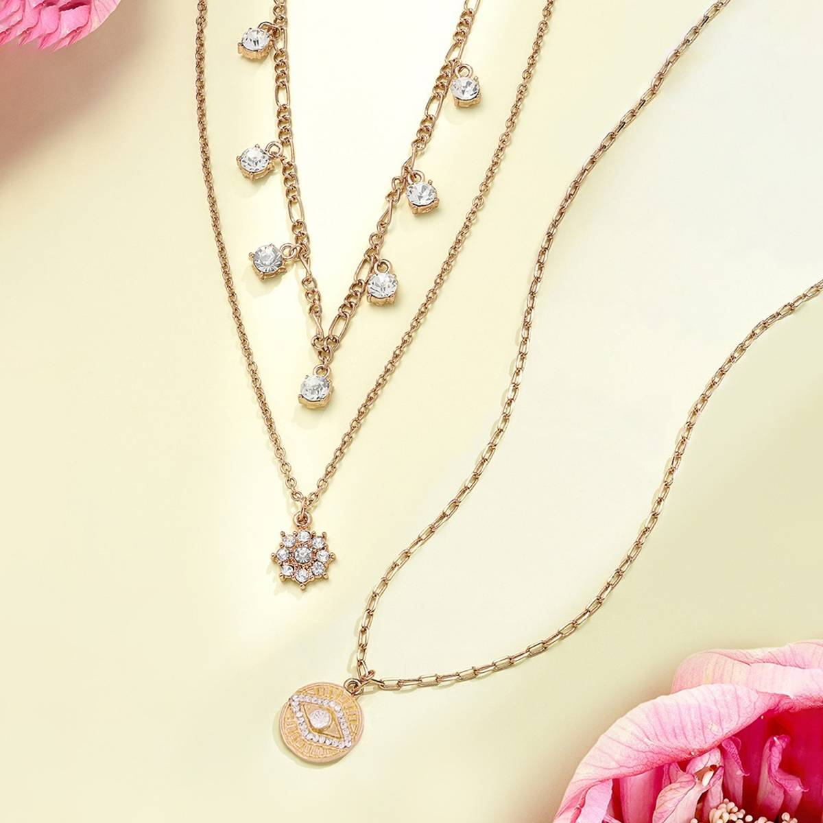 Zaveri Pearls Set of 2 Gold Tone Contemporary Chains-ZPFK15106